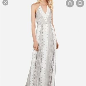 Silver Sequin Halter Maxi Dress